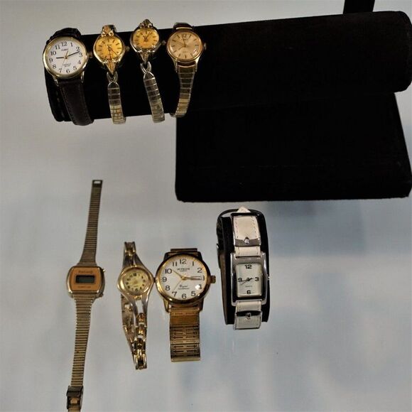 Vintage 8 Watch Lot Parts Repair Craft Assemblage Miykon Armitron Timex Collezie - Picture 2 of 7